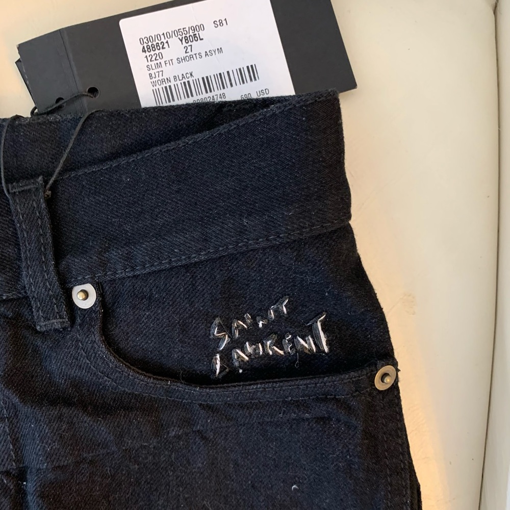 Saint Laurent Black Jean Shorts Logo (YSL)